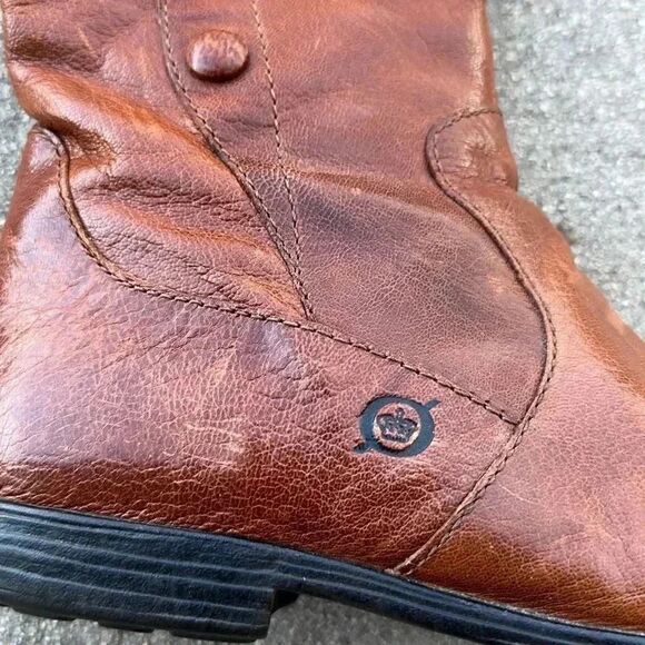 Born Sage Riding Boots Brown Button Side Zipper - Picture 4 of 10